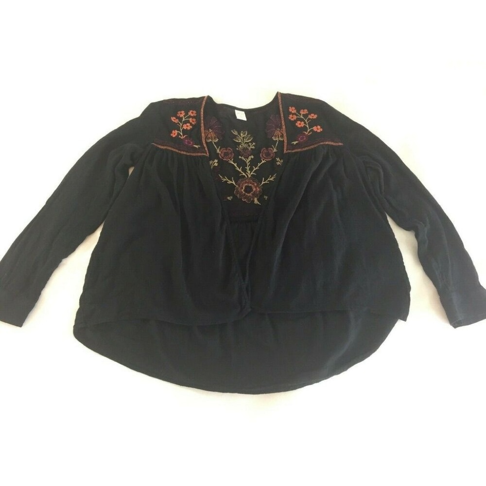 Wild Pearl Black Cardigan Sweater Small Flowers S